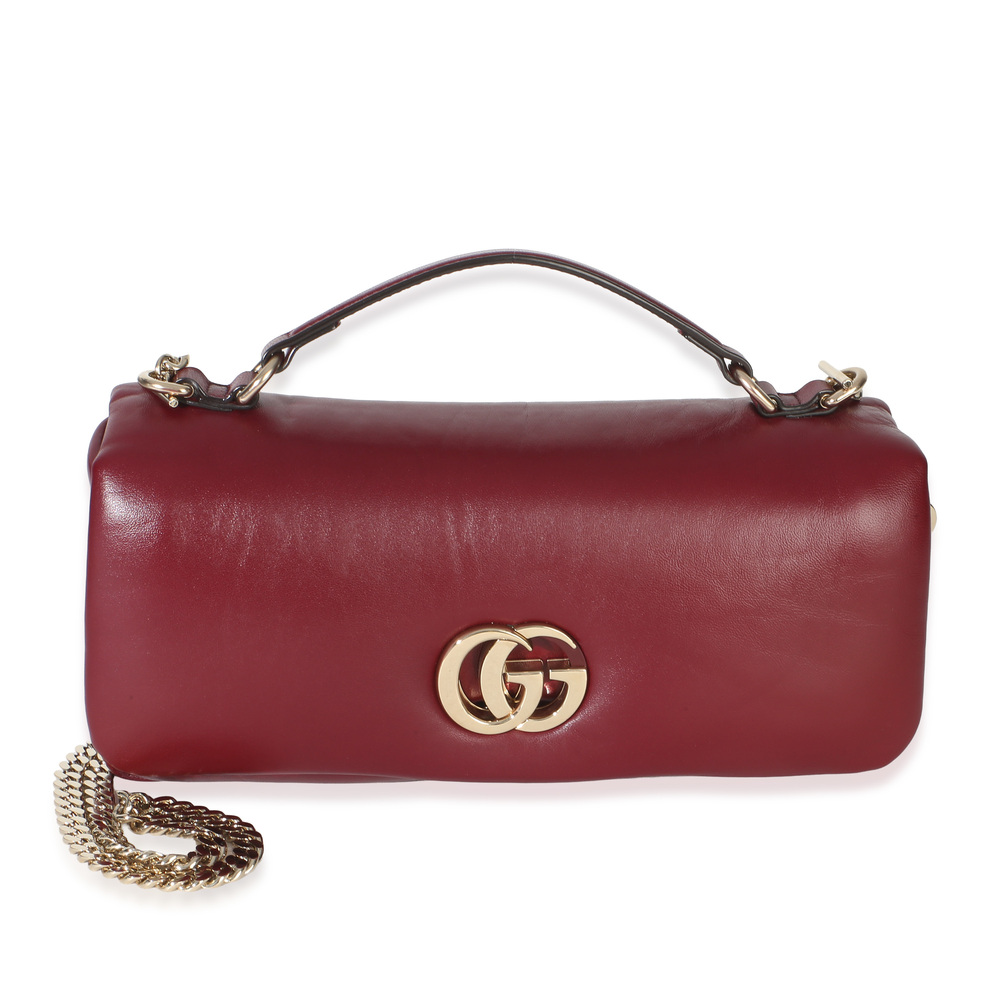 Gucci Burgundy Lambskin GG Milano Small Top Handle Shoulder Bag